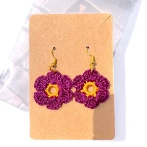 Purple and Gold Floral Earrings